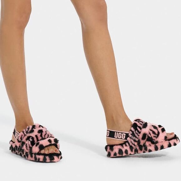 NWT UGG fluffy animal slingback sandals pink 7 - Picture 1 of 11